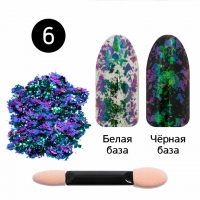 Кристалл Nails, Втирка для ногтей + аппликатор, Юки, №06 фиолетово-зелёный