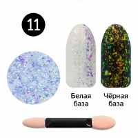 Кристалл Nails, Втирка для ногтей + аппликатор, Юки прозрачная, №11 звёздная пыль